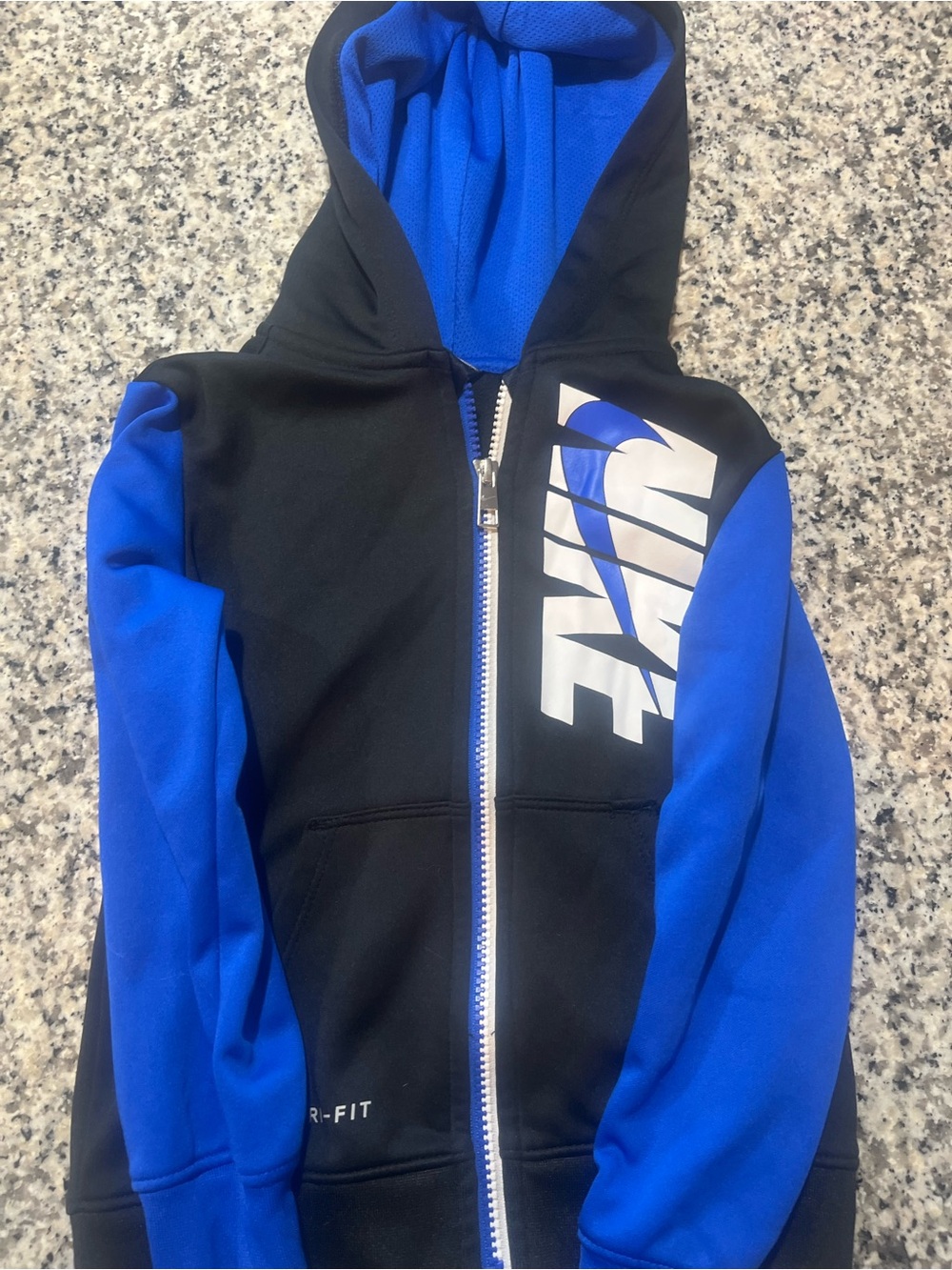 Boys Nike Black and Blue Full-Zip Dri-FIT Hoodie